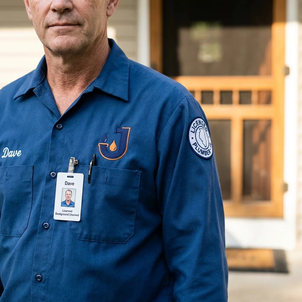 Licensed plumber showing ID badge in Calabasas, CA