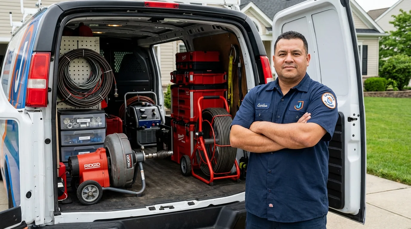 Professional drain cleaning equipment and Johns Plumbing LLC plumber in Calabasas