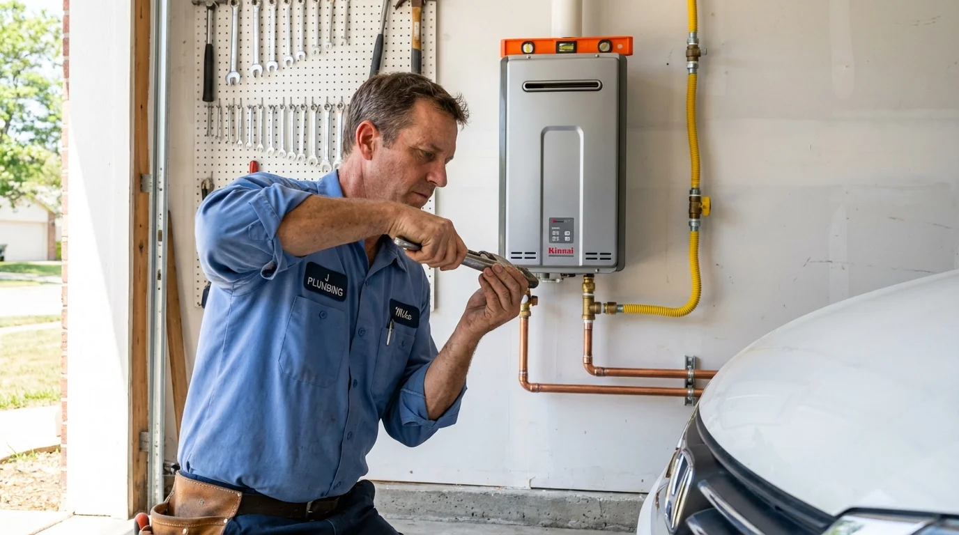 Tankless water heater installation by a Johns Plumbing LLC plumber in Calabasas